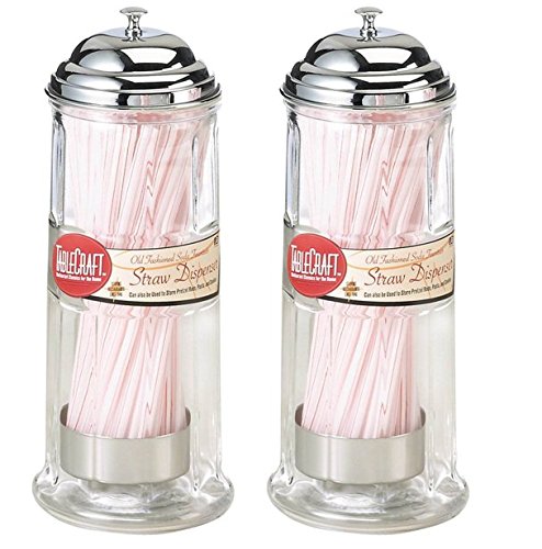 Tablecraft 11-in. Diner Collection Old Fashioned Straw Dispenser W/Straws - Chrome Top